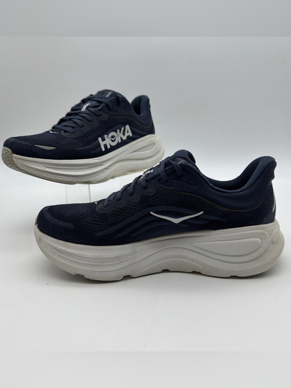 Hoka Mens Bondi 9 Running Shoes Blue Walking Gym Athletic Sneakers Size 10.5D - Picture 2 of 9